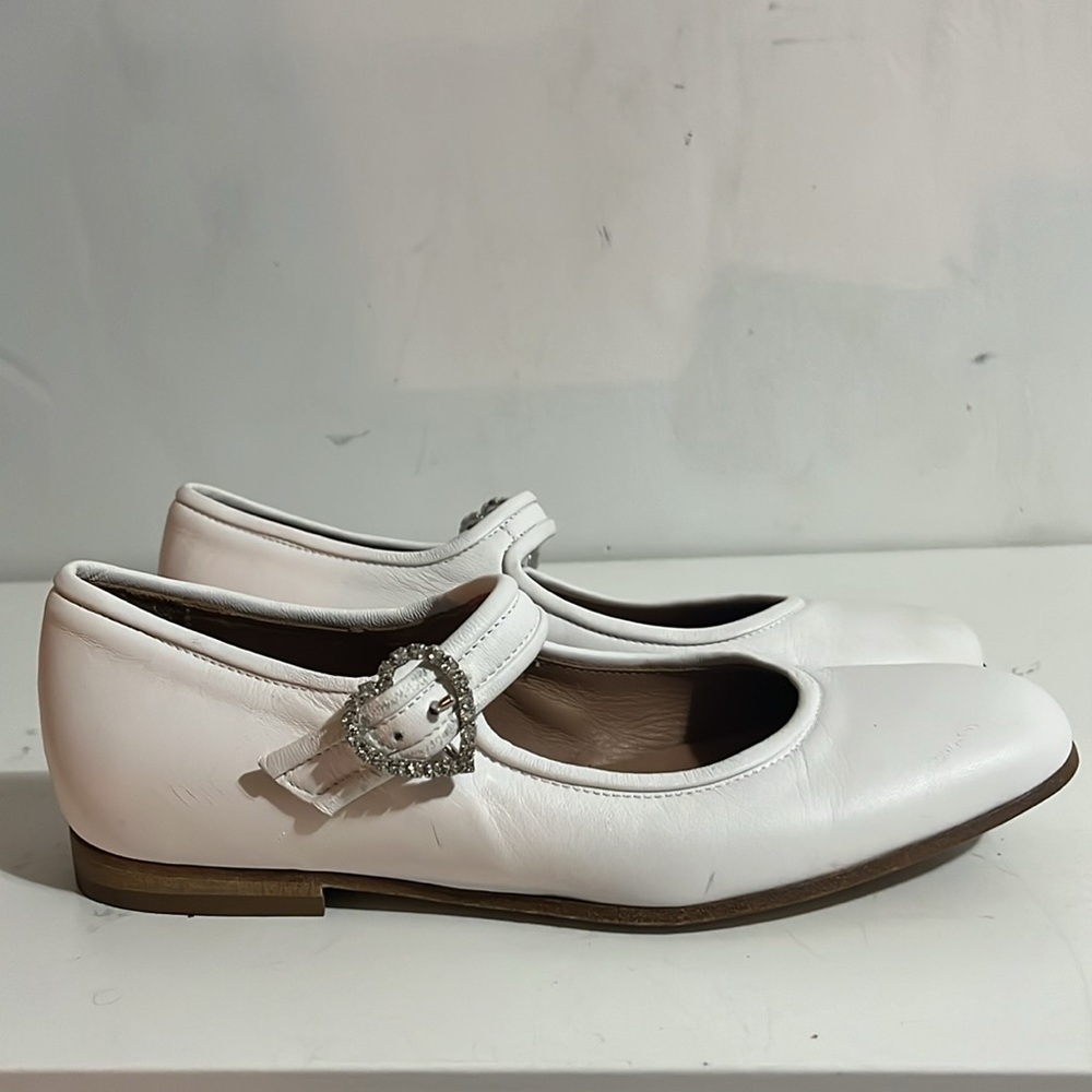 Brother Vellies | Mary Jane Swarovski Crystal Buckle Picnic Shoe in Dove Size 5